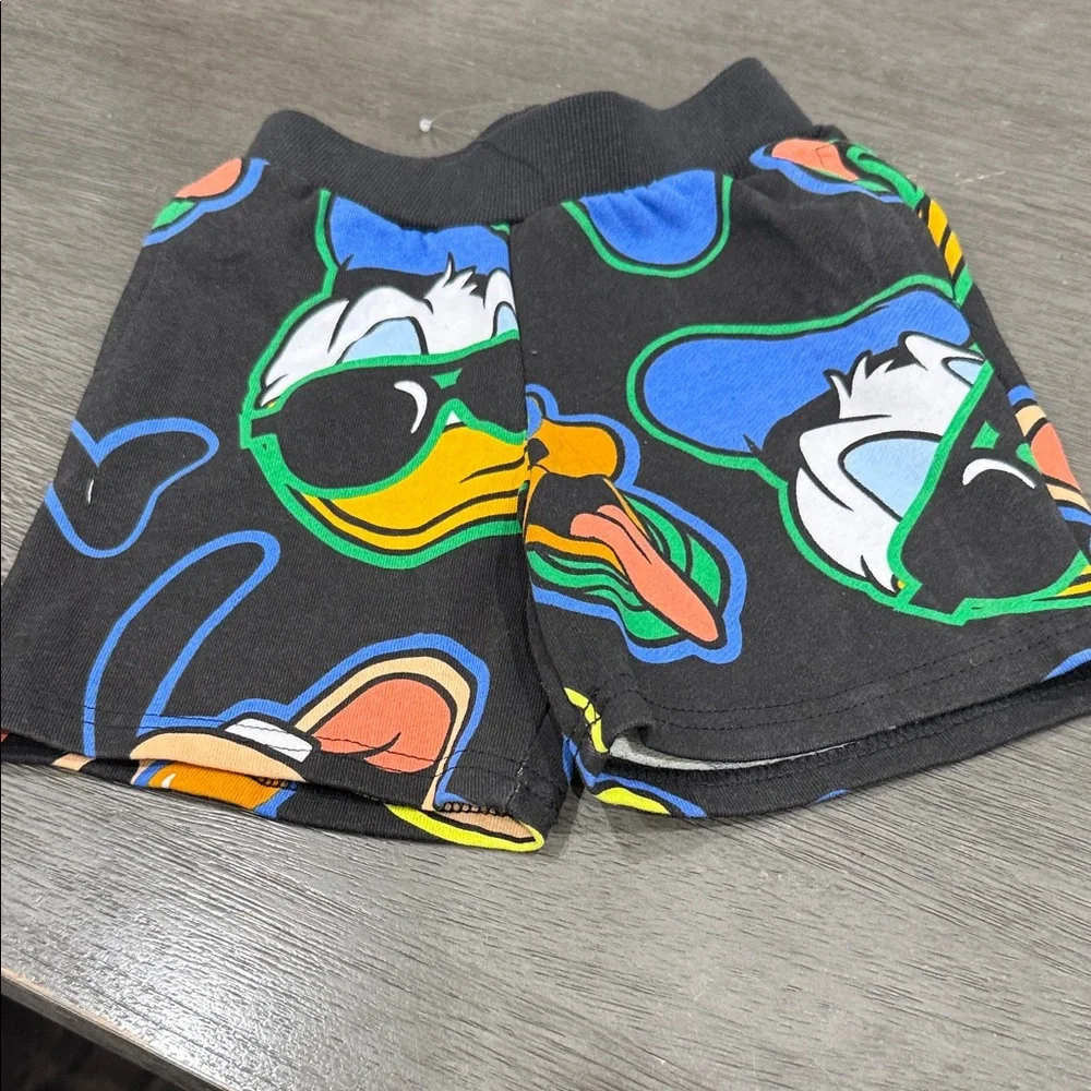 Disney Kids Matching Set Black with Neon Donald Duck Print